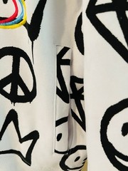 Create 2MRW NWT Size L White Graffiti Embroidered Hoodie Sweatshirt Retail $70