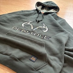 Realtree Camo Lined Hoodie Army Green Embroidered Logo Size L