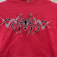 Vintage Y2K Top Heavy Spider Red Hoodie Pullover Juniors Teens Size XL Skater