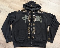 The Great China Wall Swarovski Scroll Studs Black XL Mens Hoodie