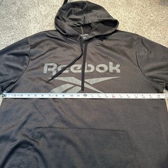 Reebok Hoodie Mens Large Black Pullover Athletic Gym Sweatshirt Logo