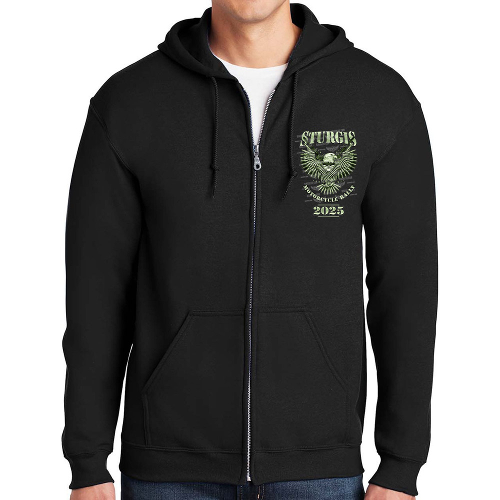 2025 Sturgis Motorcycle Rally Bullet Eagle Zip-up Hoodie No Harley