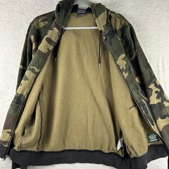 Nike Hoodie Sweatshirt Men Size M Green Camouflage Full Zip Y2K Grunge Skater