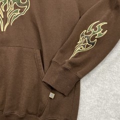 Retro Sapphire Lounge Hoodie Brown Camo Tribal Flames Size Large Vintage