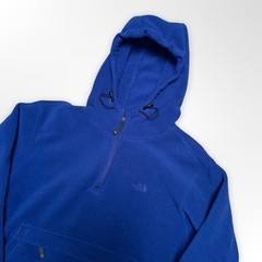 The North Face Fleece Hoodie Mens Medium Blue 1/4 Zip Pullover Anorak