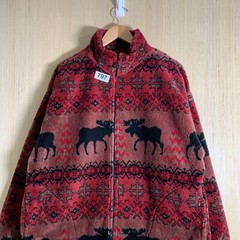 For Seasons Sweater Adult Size Large Red Long Sleeve Men’s Fleece Zip Up