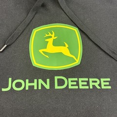 John Deere Hoodie Men Small Black Kangaroo Pocket Hooded Sweatshirt Pullover NWT