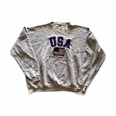 Beige USA Colorado Graphic Embroidered Logo Crewneck Sweatshirt XL Cotton