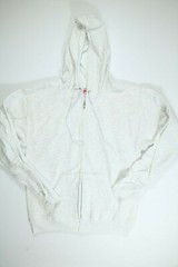 Hanes White Cotton Blend Eco Smart Full Zip Hooded Sweatshirt Hoodie Small S NEW