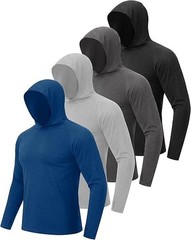 4 Pack Men’S Lightweight Pullover Hooded Tees – Long Sleeve Sweatshirts for Gym,