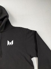 Champion Men Sweatshirt XL Black Logo Hooded Kangaroo Pocket Pullover Workout