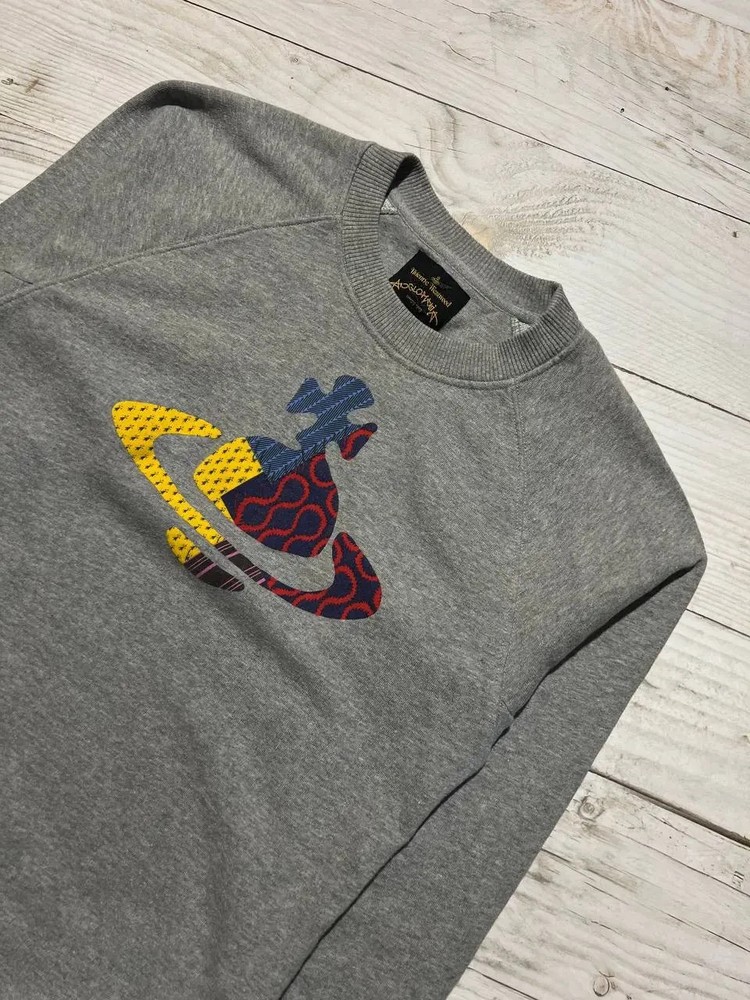 Vivienne Westwood Anglomania Sweatshirt Big Logo Orb Men SZ S Gray