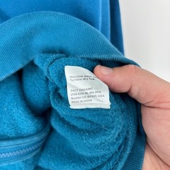 Pact Zip Up Hoodie Mens L Blue Organic Cotton Fleece Sustainable Sweatshirt FLAW