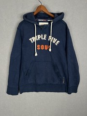 Original Vintage TRIPLE 555 FIVE SOUL Embroidered Hoodie XL Blue NYC