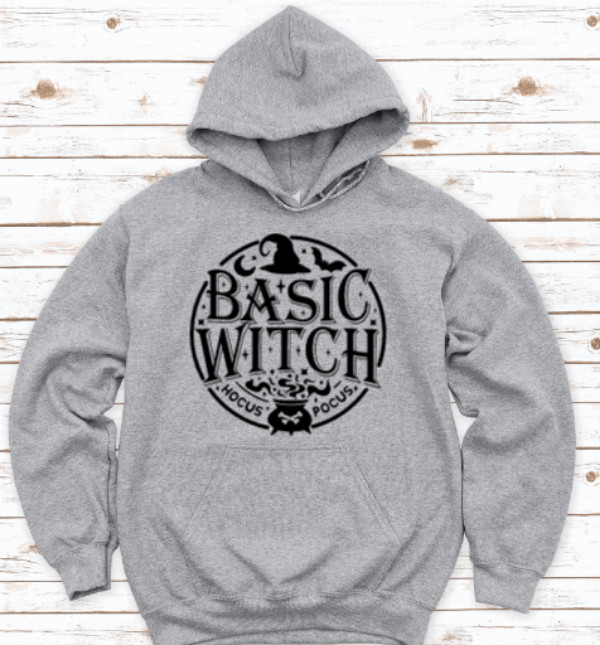 Basic Witch, Halloween, Gray Unisex Hoodie