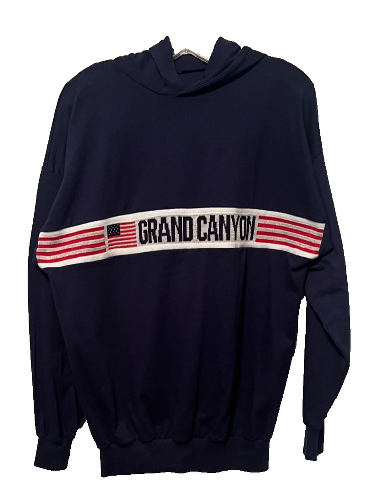 GRAND CANYON NATIONAL PARK MENS HOODIE NAVY BLUE SIZE XL RED/WHITE/BLUE BAND