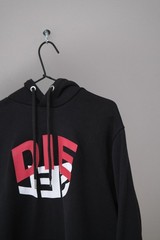 Diesel Men’s Black Cotton Big Logo Hoodie Size XL Made in Bangladesh
