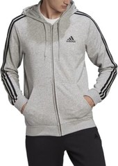 Adidas Men’s Essentials French Terry 3-Stripes full-zip Hoodie Small Gray