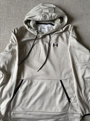 Under Armour Hoodie Men’s Large Cream Heather Loose Fit Pullover Fleece