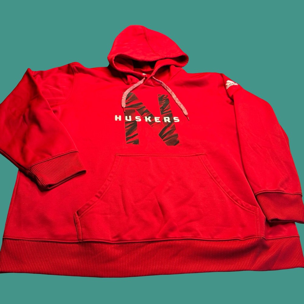 Adidas Nebraska Huskers Hoodie 2XL Red Climawarm NCAA College Pullover