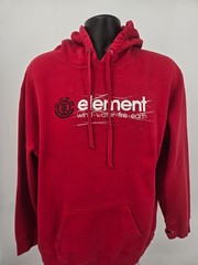 Element Hoodie Sweatshirt Mens XL Red Heavyweight Wind Water Fire Earth Pocket !
