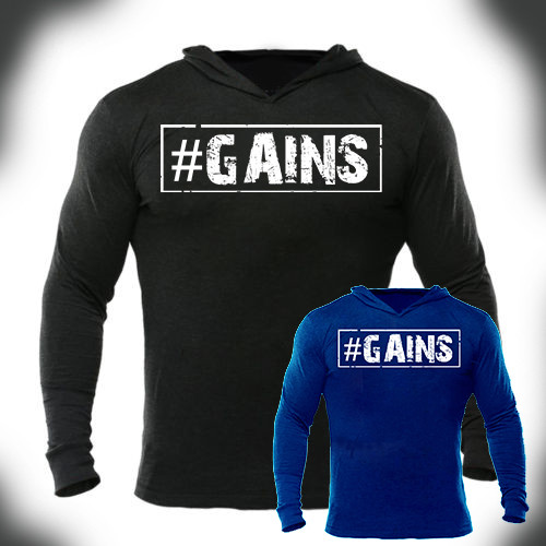 Iron Gods #GAINS Hoodie Logo Weight Training Bodybuilding Gym Pullover Workout