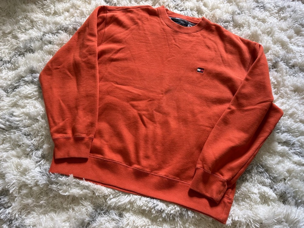 Tommy Hilfiger Men’s Classic Crewneck Sweatshirt Size M Burnt Orange Coral