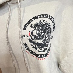 Champion Beige Pullover Hoodie CTRL Industries Graphic Logo Print Men’s XL