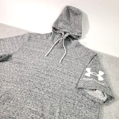 Under Armour Mens Hoodie Size Medium Heather Gray S/S Hooded Pockets Logo