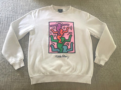 Keith Haring Sweatshirt US Size S EUC Long Sleeve H & M White Bright Shoulders