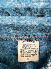 Mexican Baja Hoodie Drug Rug Blue/White/Black, Size Small, Pockets Men’s/Women’s