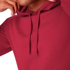 Men’s No Closure Hoodie Long Sleeve Hooded Neck Crimson Fall Daily Wear Cotton
