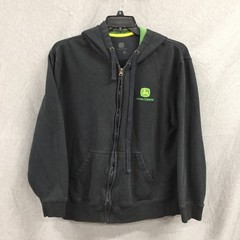 John Deere Mens Full Zip Hoodie Black Unstoppable Tractor Graphic Sweatshirt M