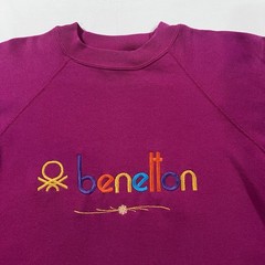 Vintage 80s 90s Benetton Raglan Crewneck Sweatshirt Sz XL Purple