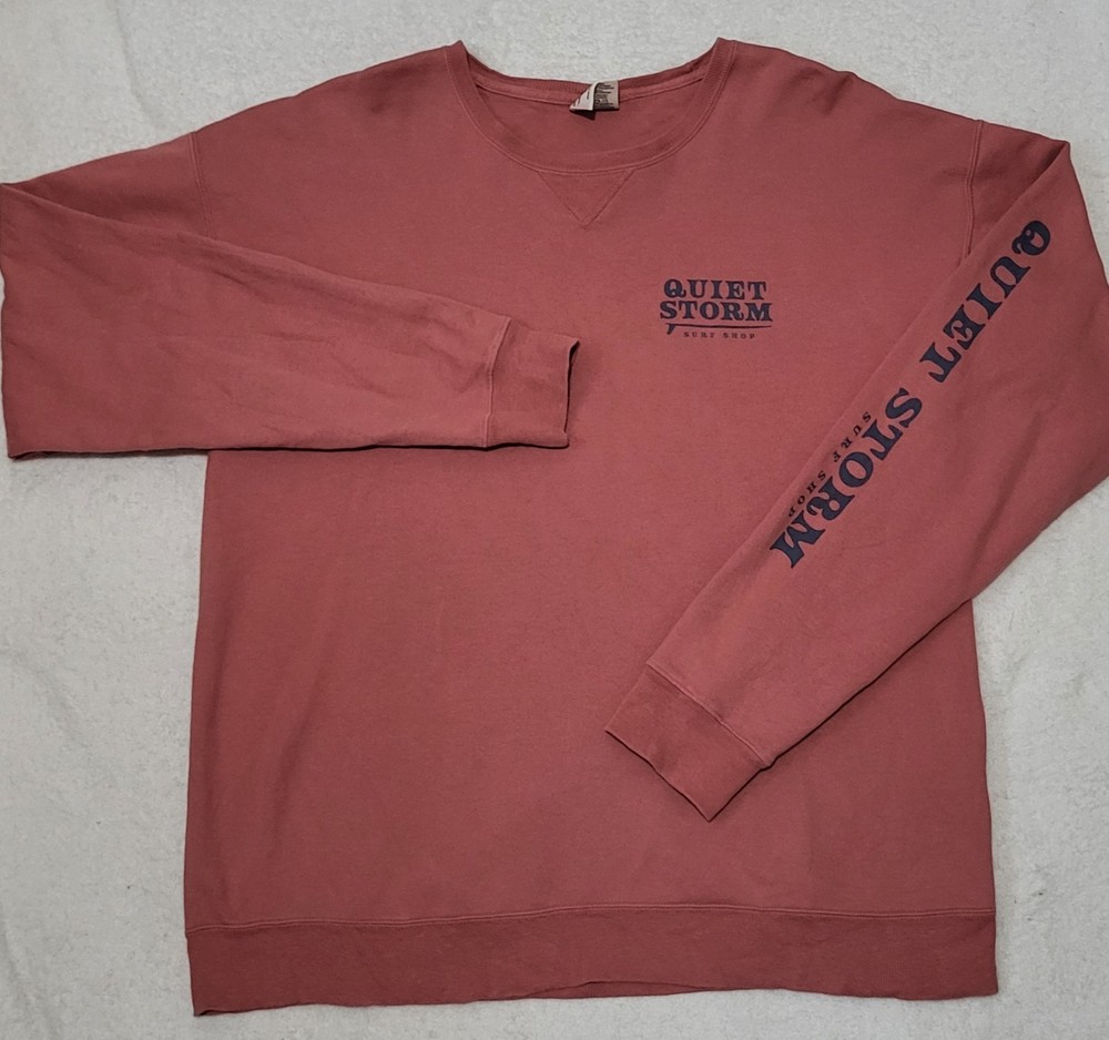 Quiet Storm Surf Shop Adult Sweatshirt Sz L Coral Long Sleeve Myrtle Beach, SC