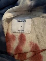 Old Navy Men’s Red White Blue Tie Dye Hoodie Sweatshirt Light Size XL