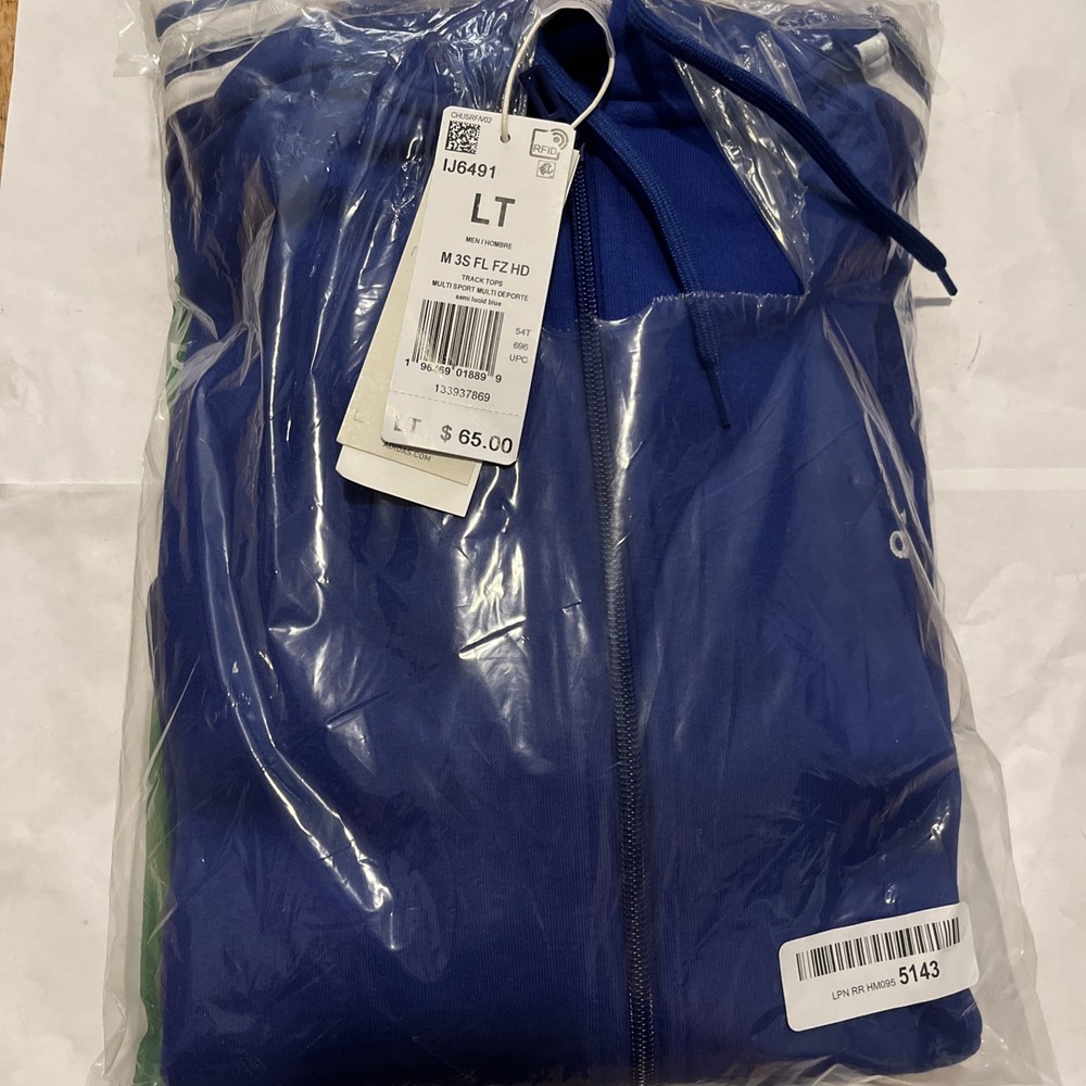 adidas Essentials Fleece 3-Stripes Full-Zip Hoodie Fleece LT Legend Ink NEW