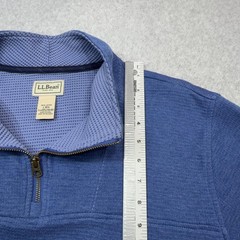 LL Bean All Seasons Textured Pullover Mens Large Blue 1/4 Zip Thermal Sweatshirt