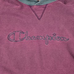 Vintage Champion Hoodie Adult Large Purple Green Colorblock 90s USA Big Logo