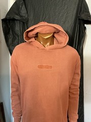 Zanerobe Embroidered Box Logo Coral Pink Salmon Terry Fleece Pullover Hoodie SM