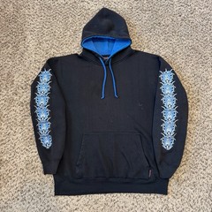 Vintage Y2K Sapphire Lounge Hoodie XL Mens JNCO Style Grunge Flames Pullover