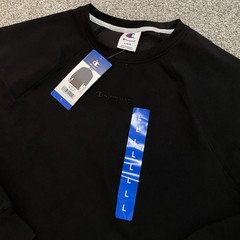 Champion Men’s Crewneck Sweatshirt NWT Size Large Black Chest And Arm Logo