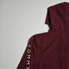 Tommy Hilfiger Men’s Size Medium Full Zip Hoodie Burgundy Red Long Sleeve Logo