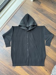 Homme Plisse Issey Miyake Pleated Hooded Longline | Black | Size 3 / Medium