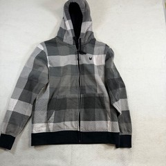 Zoo York Mens Grey Plaid Sherpa Lined Full Zip Hoodie Sweatshirt Size Medium