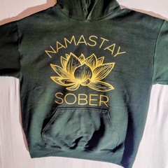 Namaste Sober Lotus (Stay-Sober) Recovery Hoodie Unimpaired Fervent Green Large