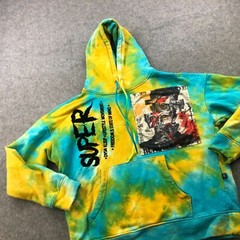 Kleep Hoodie Mens Medium Tie Dye Spell Out Graphic Super Spell Out
