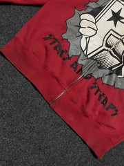 Vintage Famous Stars And Straps RARE Mens Graphic Hoodie Size M Red Full Zip Y2K