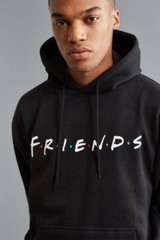 Friends The Television Series Mens F.R.I.E.N.D.S. Pullover Black Hoodie NWT M