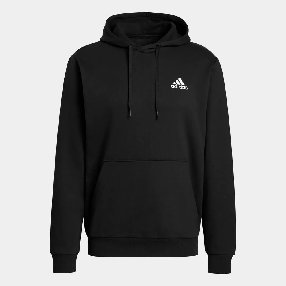 Adidas Men’s Black Feel Cozy Essentials Fleece Pullover Hoodie (GV5294) (M)